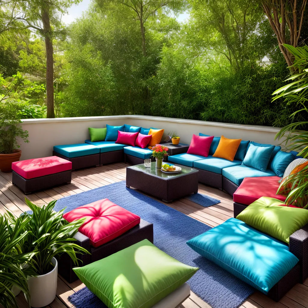 patio colorido plantas verde sol