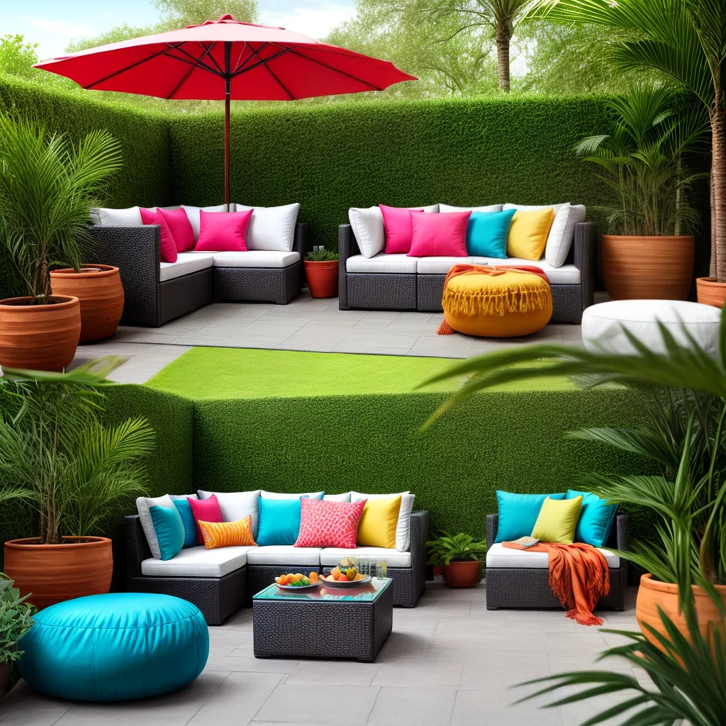 patio colorido almofadas umbrella natureza