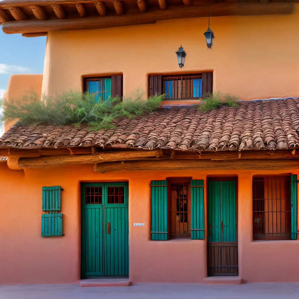edificio pueblo revival adobe colorido