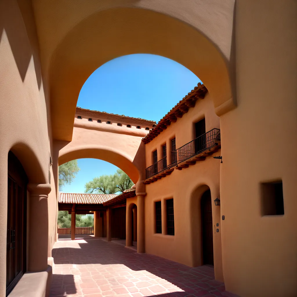 edificio adobe arquitetura pueblo revival