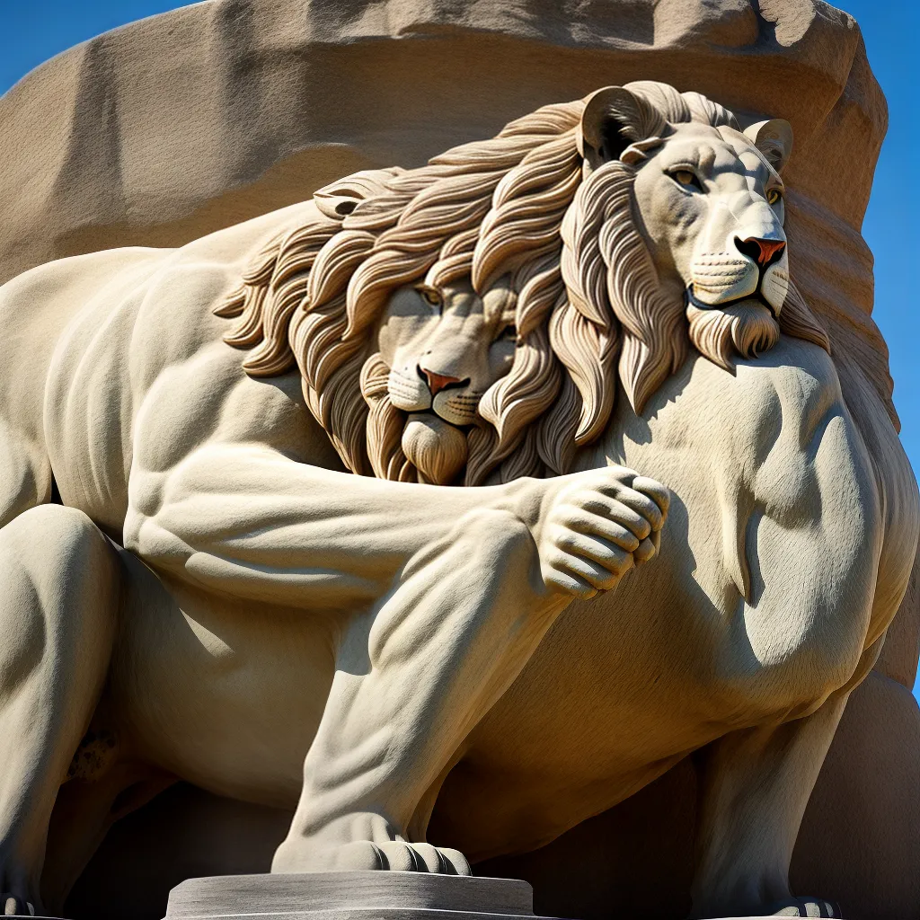 escultura pedra leao poderoso