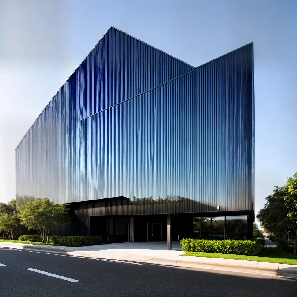 edificio futurista linhas curvas metalico
