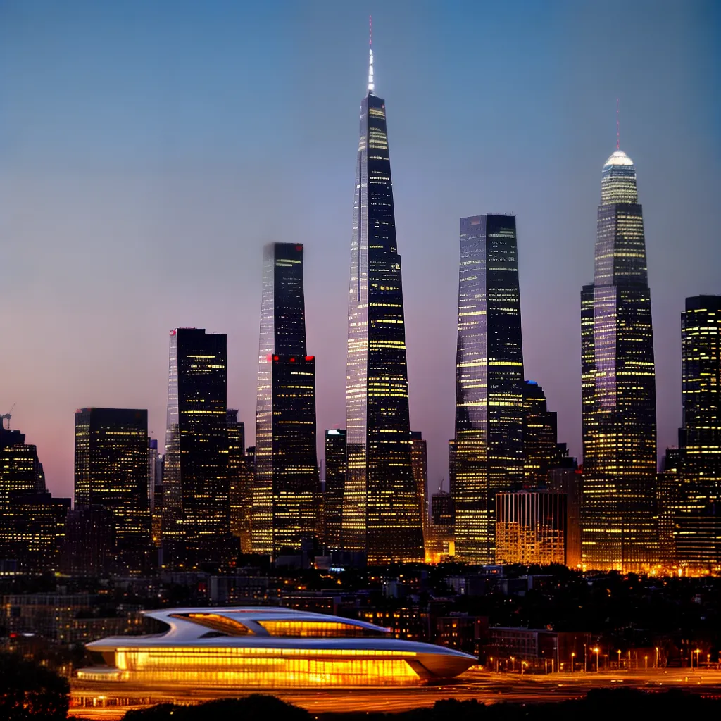 edificio futurista luzes cidade