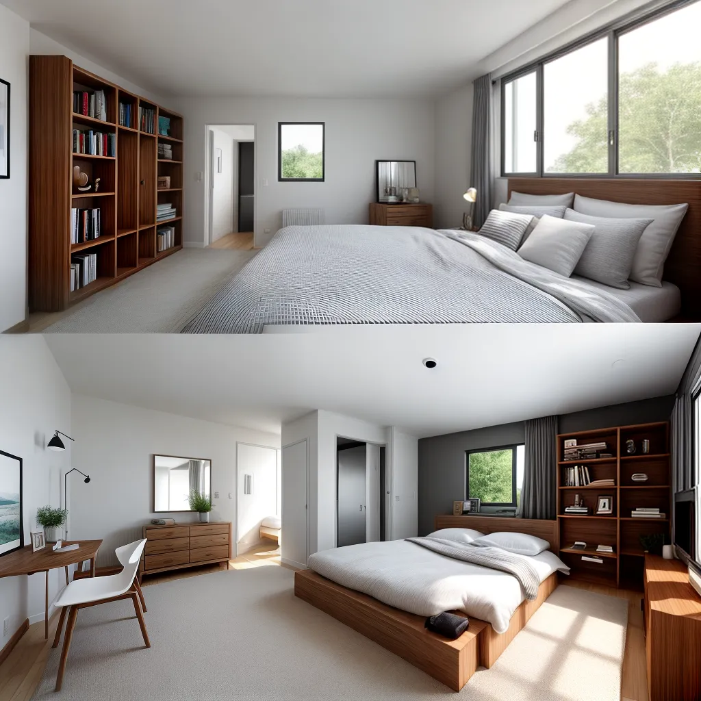 quarto organizado aconchegante
