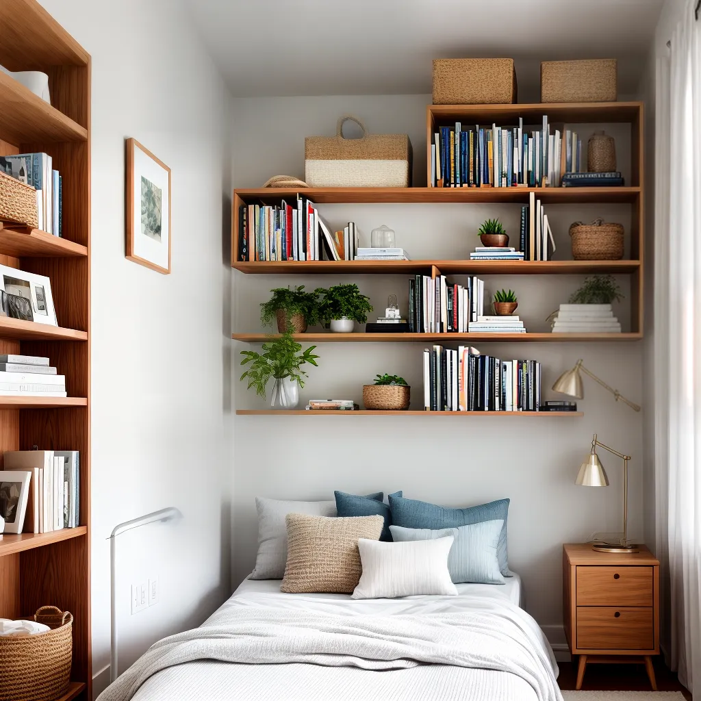 quarto organizacao cama branca estante