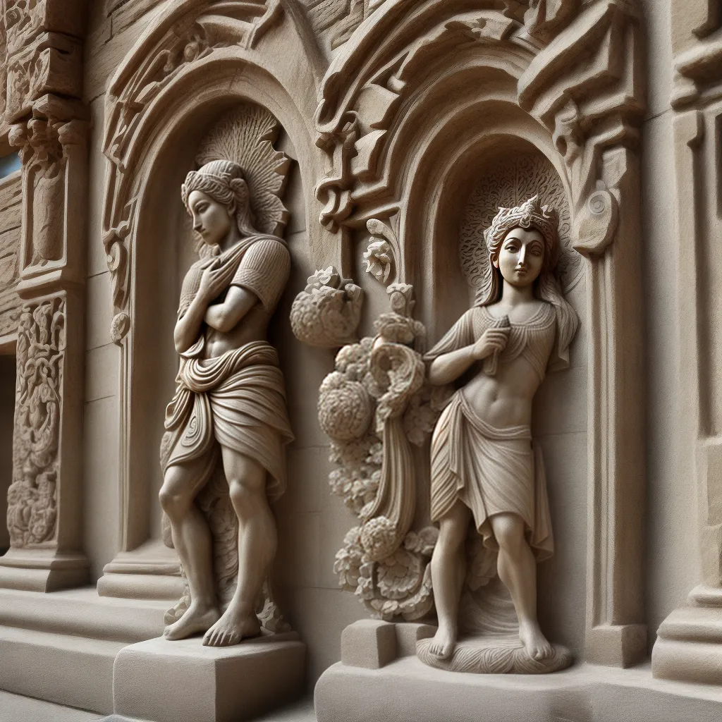 escultura pedra detalhes luz sombra