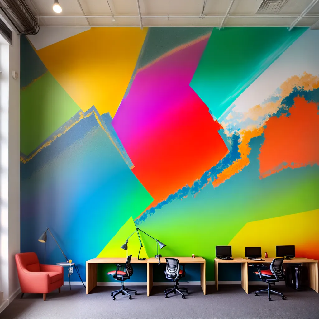 mural vibrante coworking criatividade mural vibrante coworking criatividade