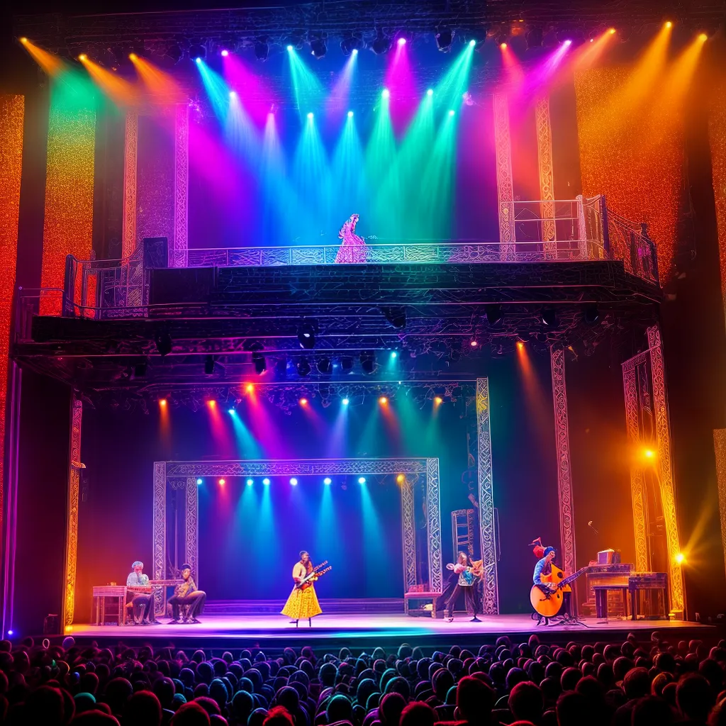 palco colorido luzes instrumentos