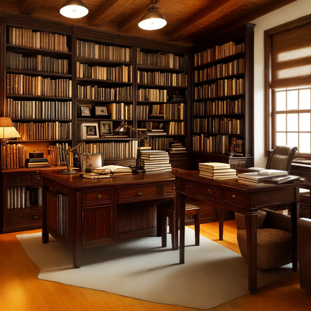 escritorio acolhedor vintage livros
