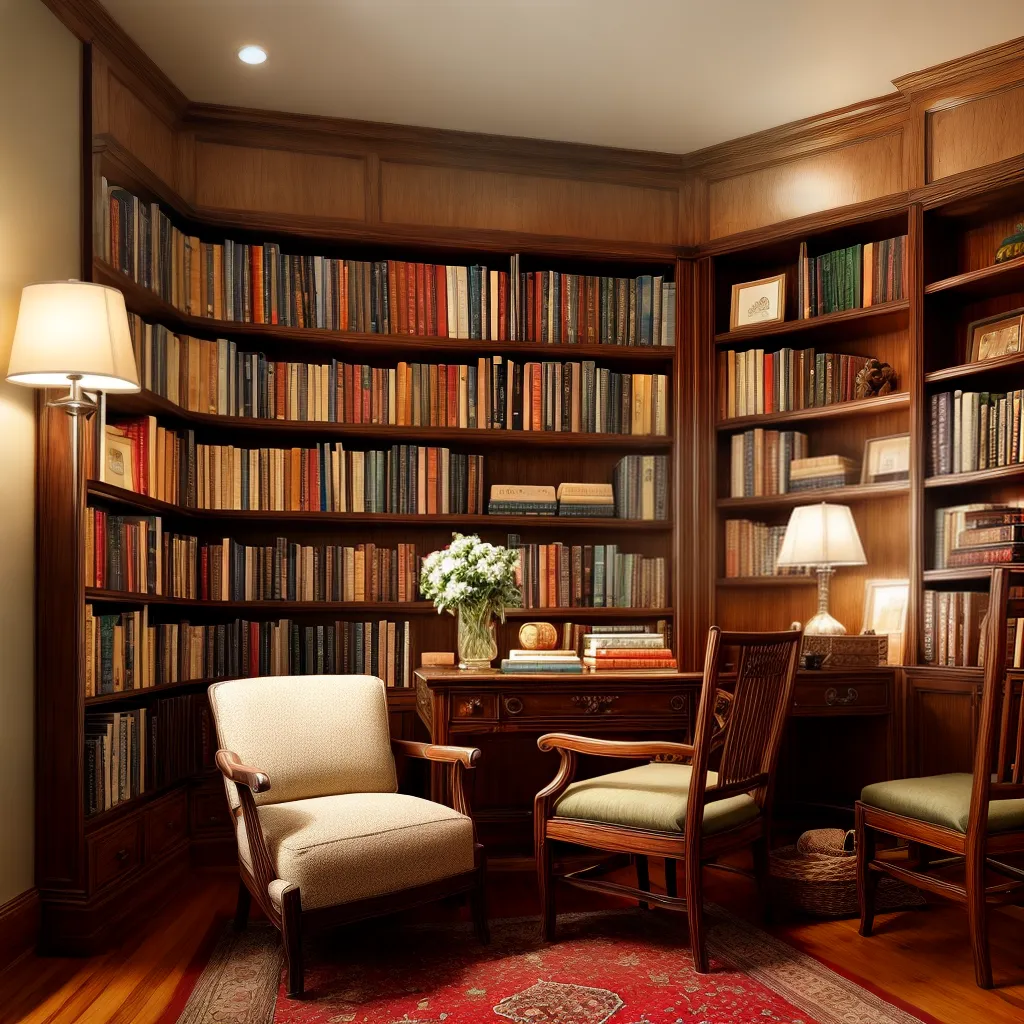 escritorio livros madeira acolhedor