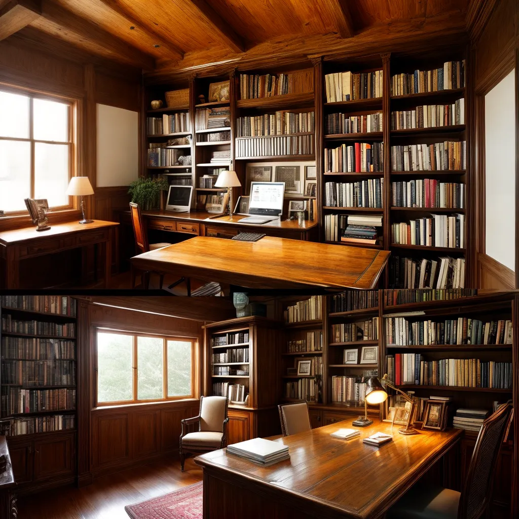 escritorio livros madeira vintage sol