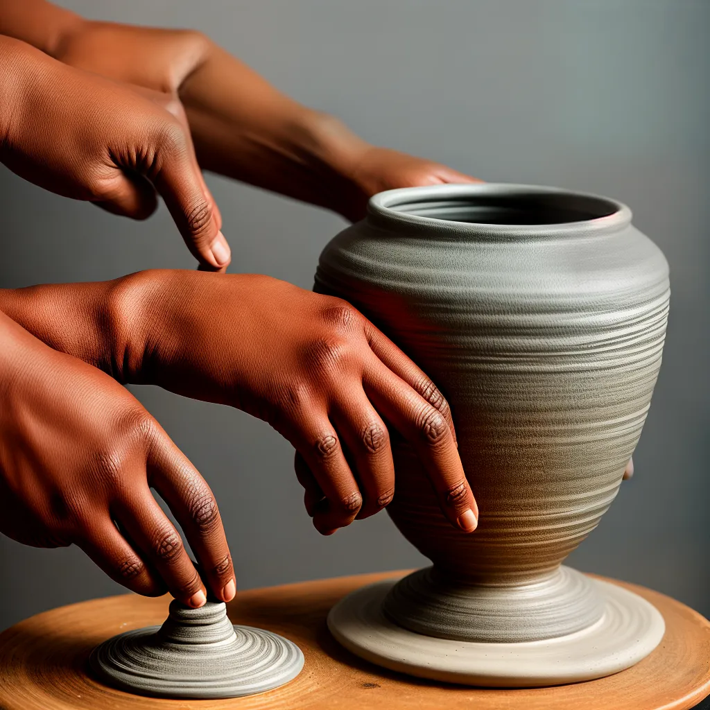 maos argila vaso roda potter