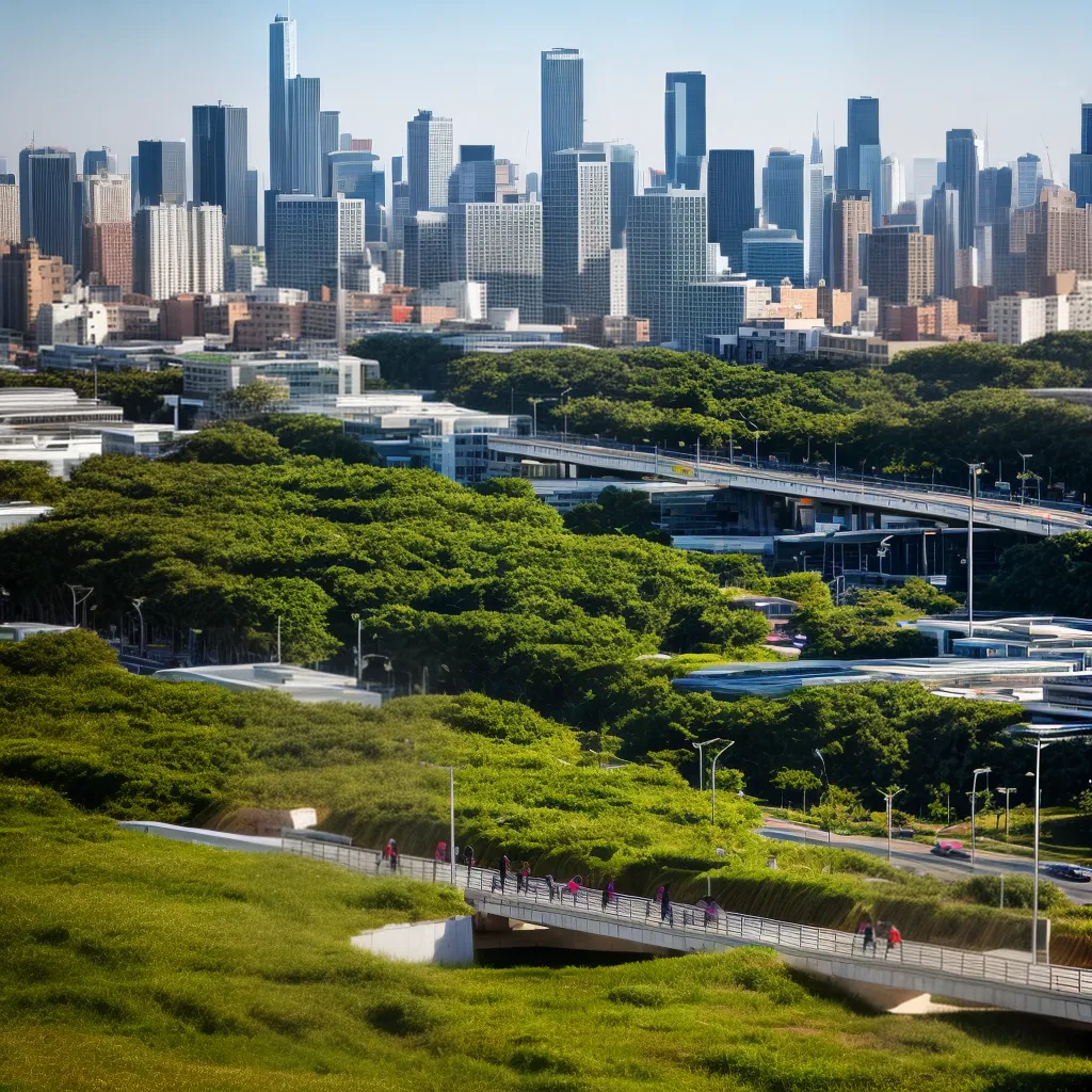 cidade moderna resiliente ponte pedestres