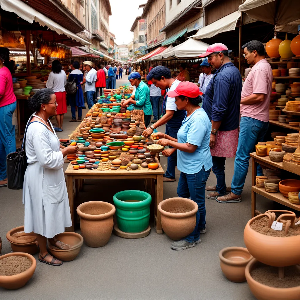 mercado artesanal pottery colorido