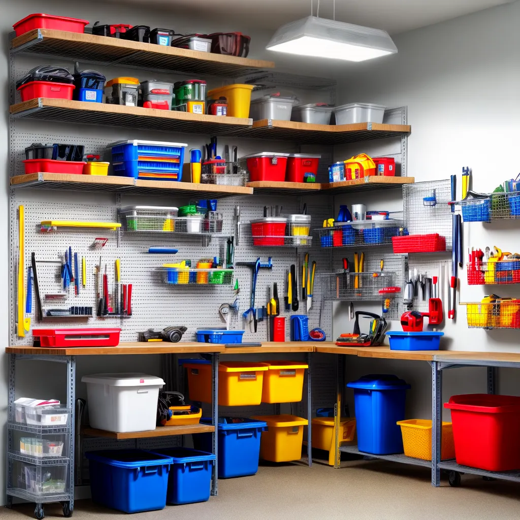 garagem organizada prateleiras ferramentas 1