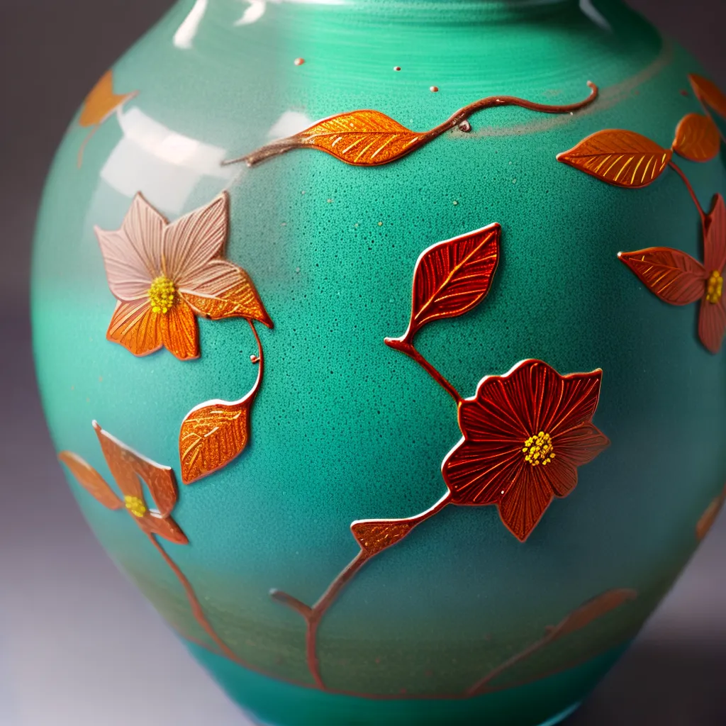 vaso argila vidrado cores vibrantes