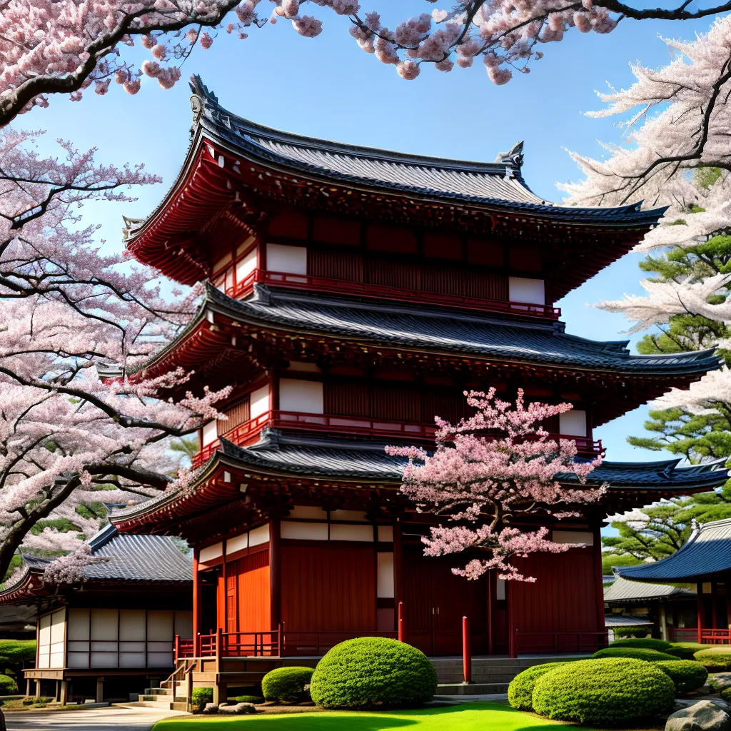 templo japones cerejeiras arquitetura elegante 1 templo japones cerejeiras arquitetura elegante 1
