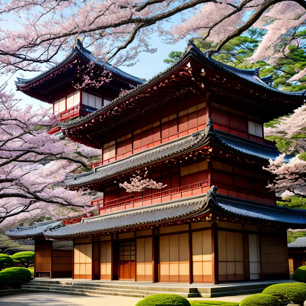 templo japones cerejeiras arquitetura elegante 2 templo japones cerejeiras arquitetura elegante 2