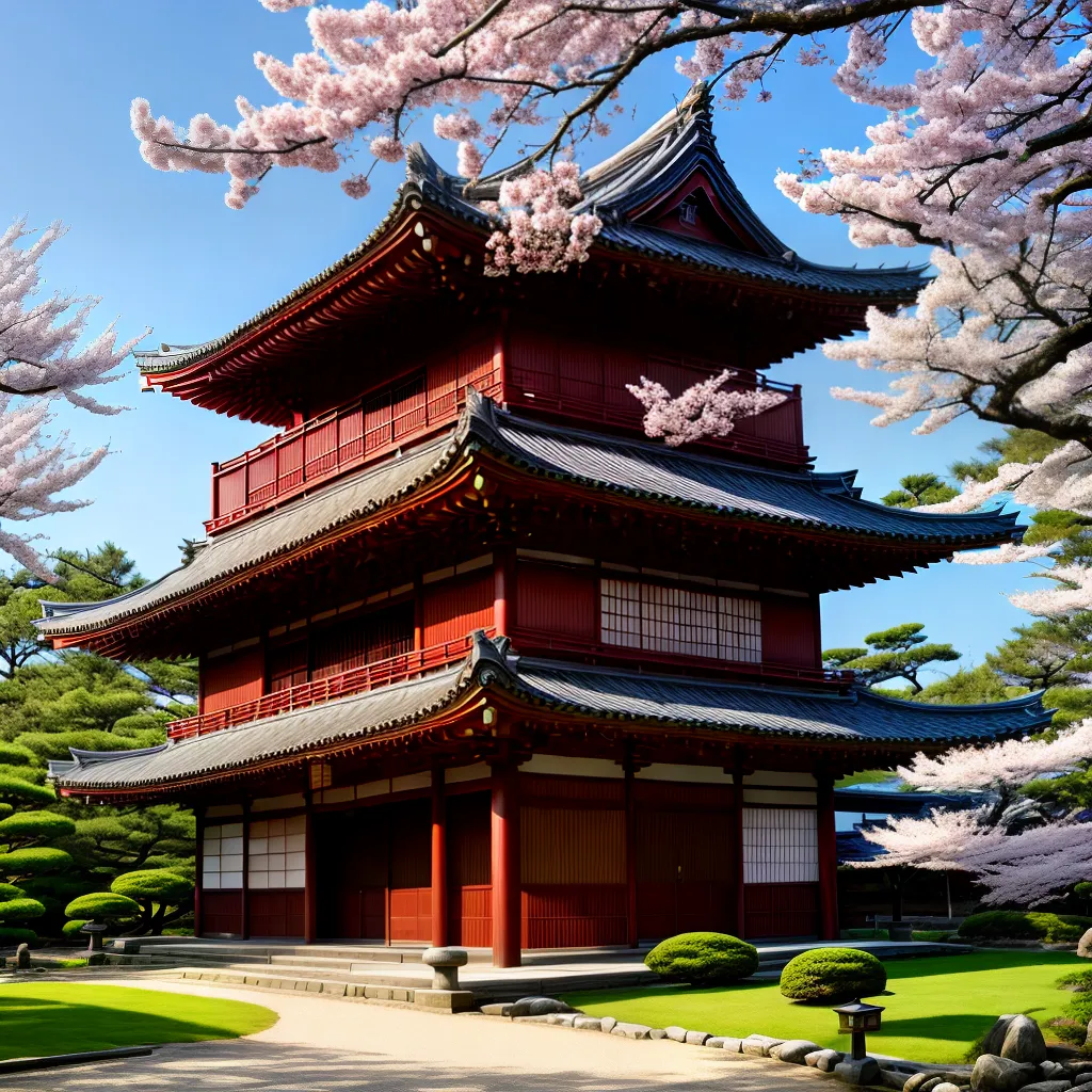 templo japones cerejeiras arquitetura elegante 3 templo japones cerejeiras arquitetura elegante 3