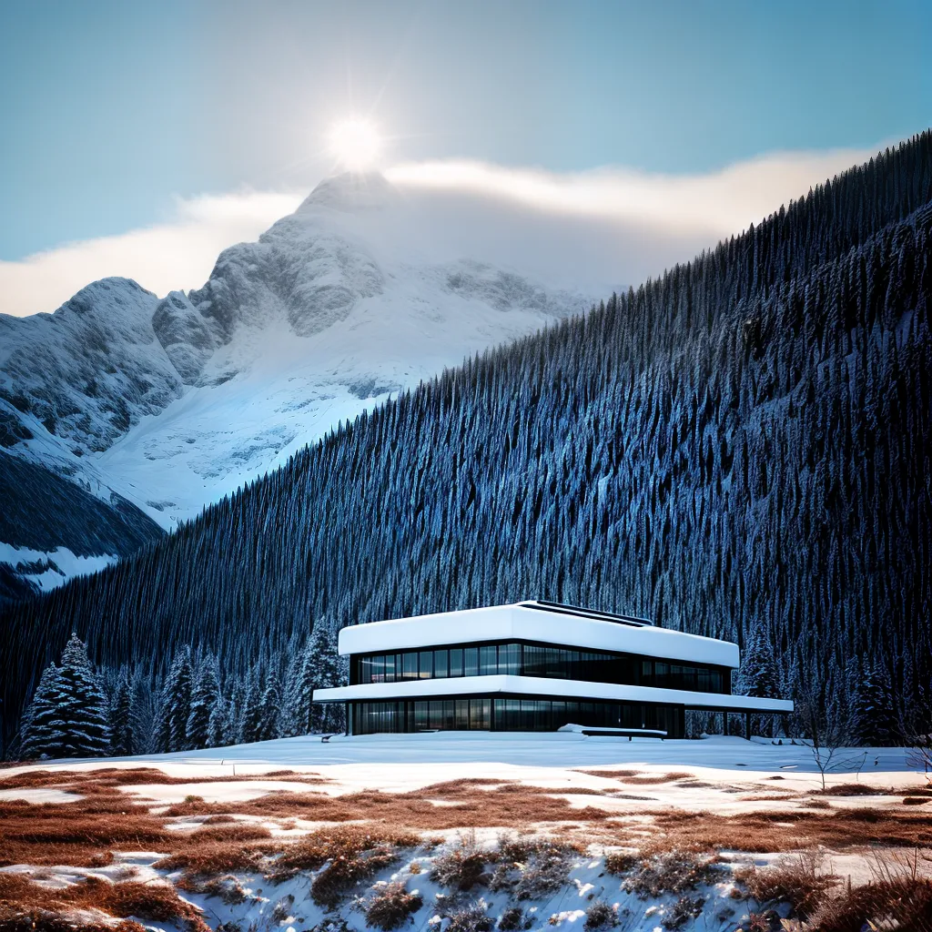 arquitetura nordica montanhas neve