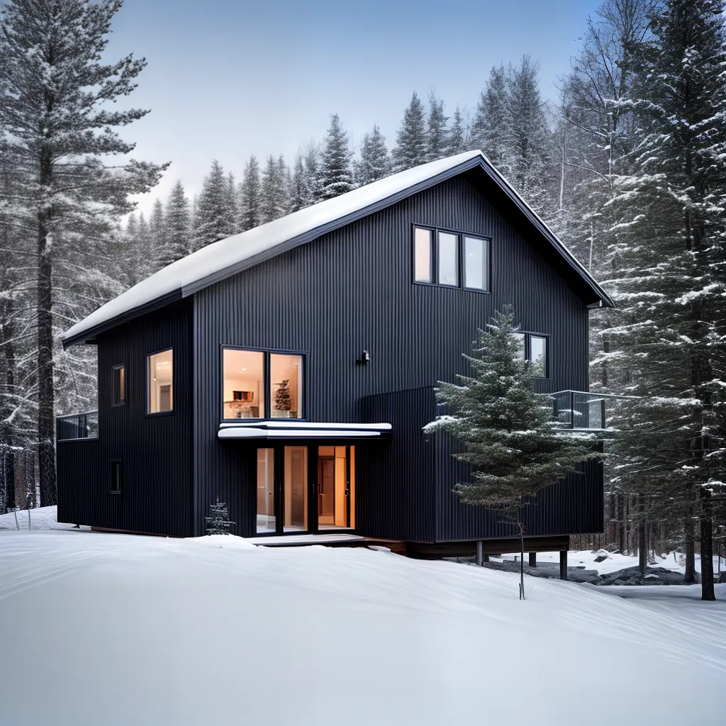 casa escandinava neve paisagem