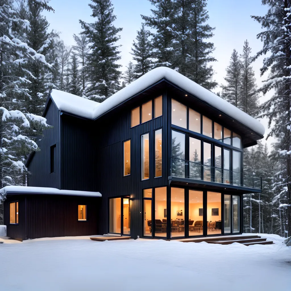 casa escandinava neve arquitetura minimalista