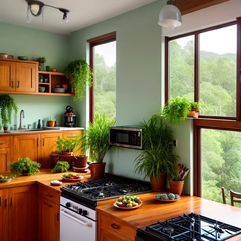 cozinha organizada plantas verdes feng shui