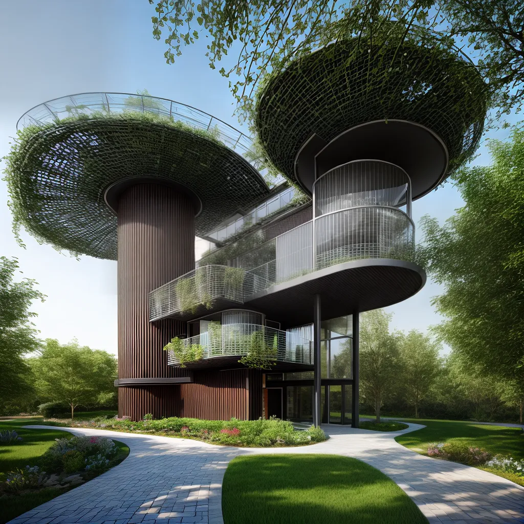 edificio futurista teia aranha natureza