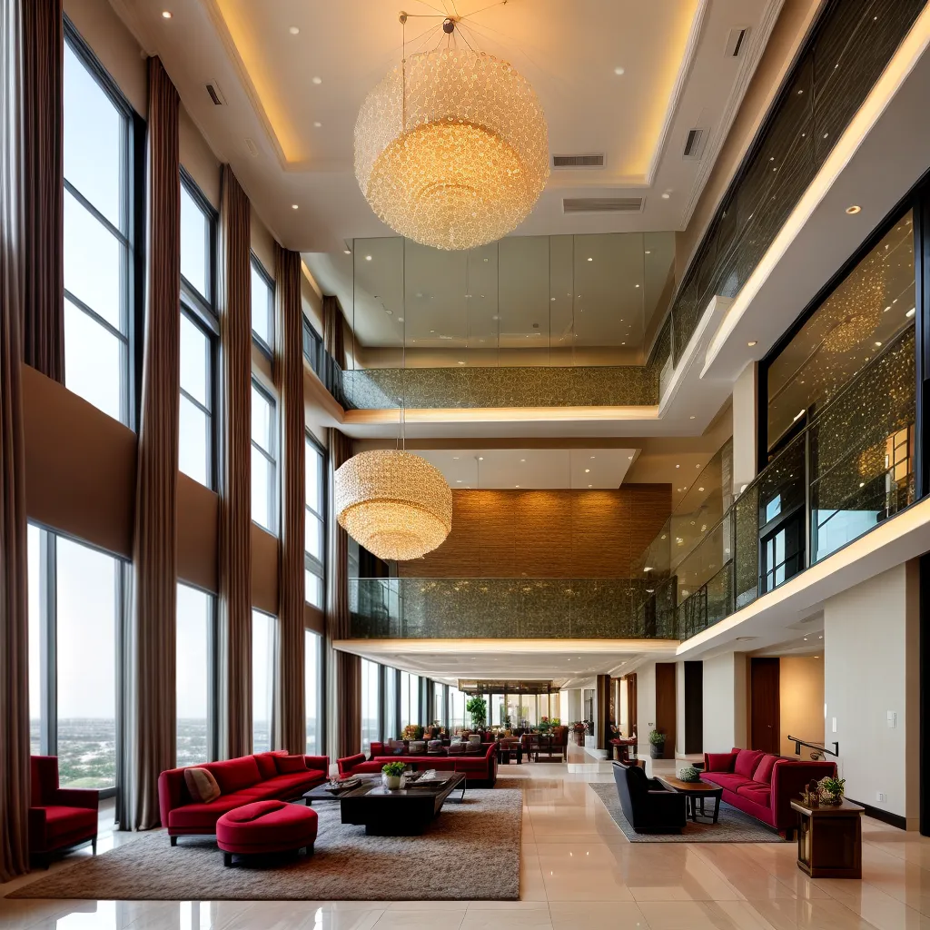 lobby hotel luxuoso janelas sofisticado lobby hotel luxuoso janelas sofisticado