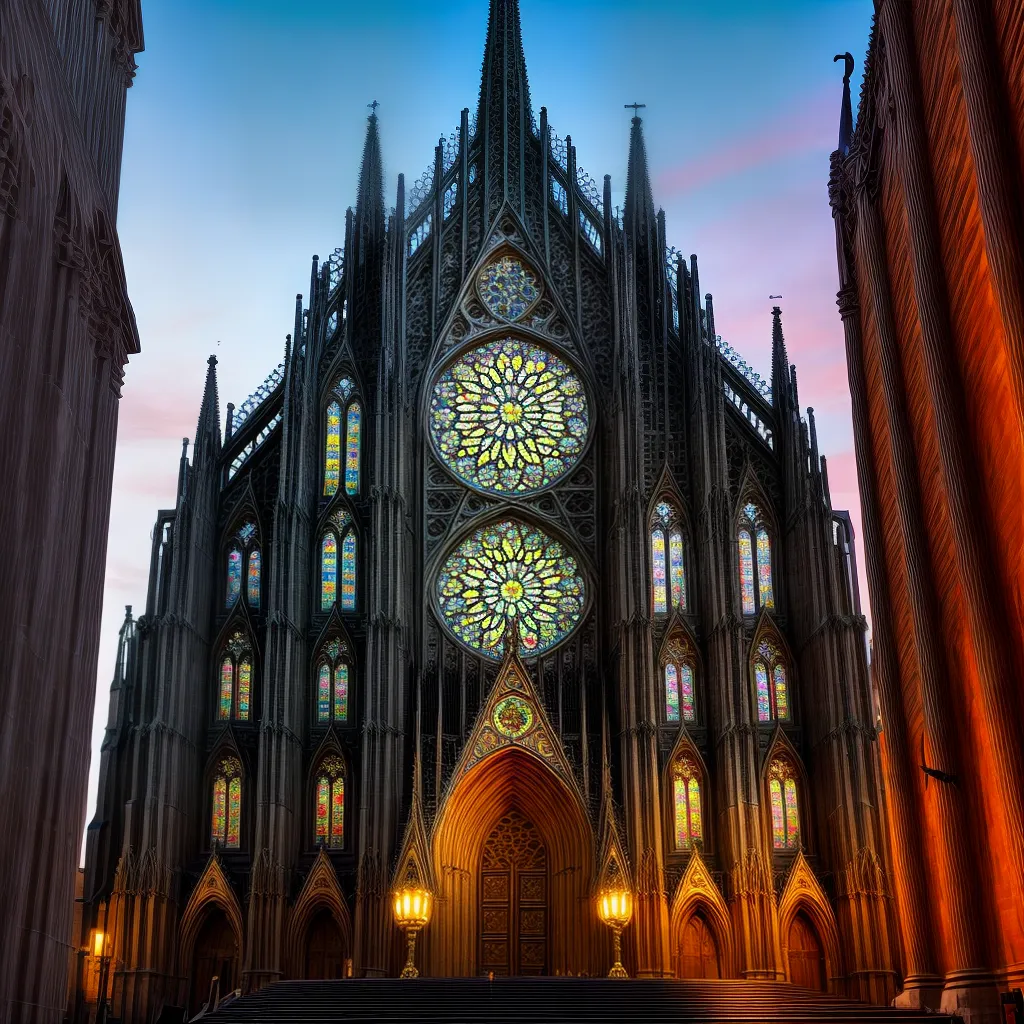 igreja gotica por do sol esplendoroso igreja gotica por do sol esplendoroso