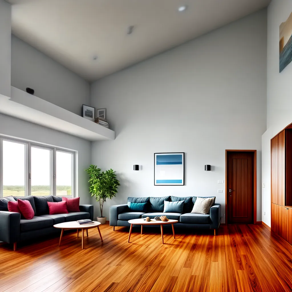 sala decorada piso madeira laminado