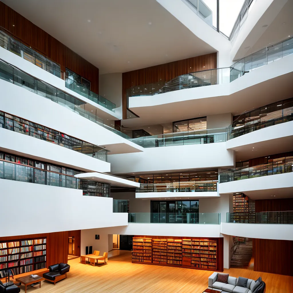 biblioteca moderna janelas luz natural
