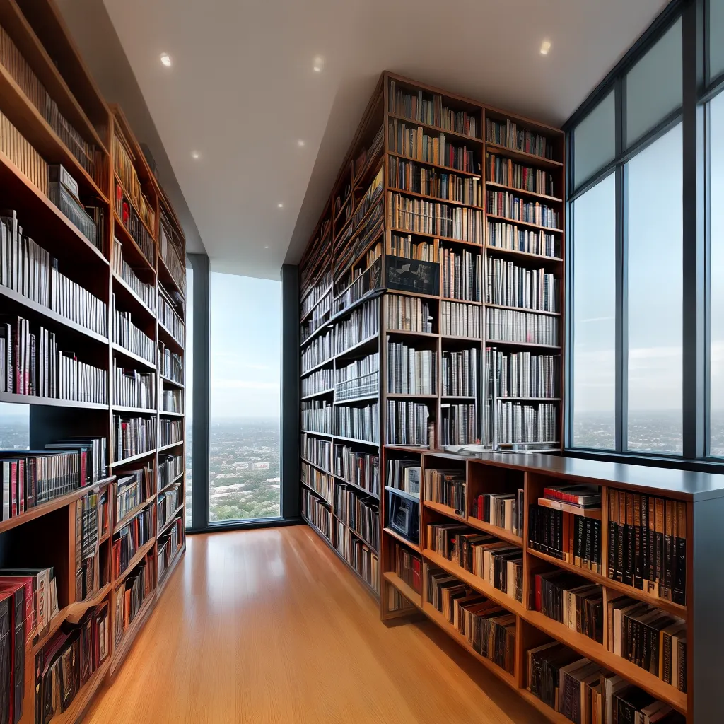biblioteca moderna janelas livros sabedoria