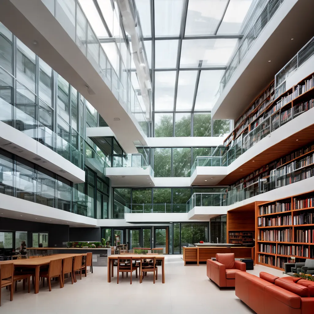 biblioteca moderna janelas livros acolhedora