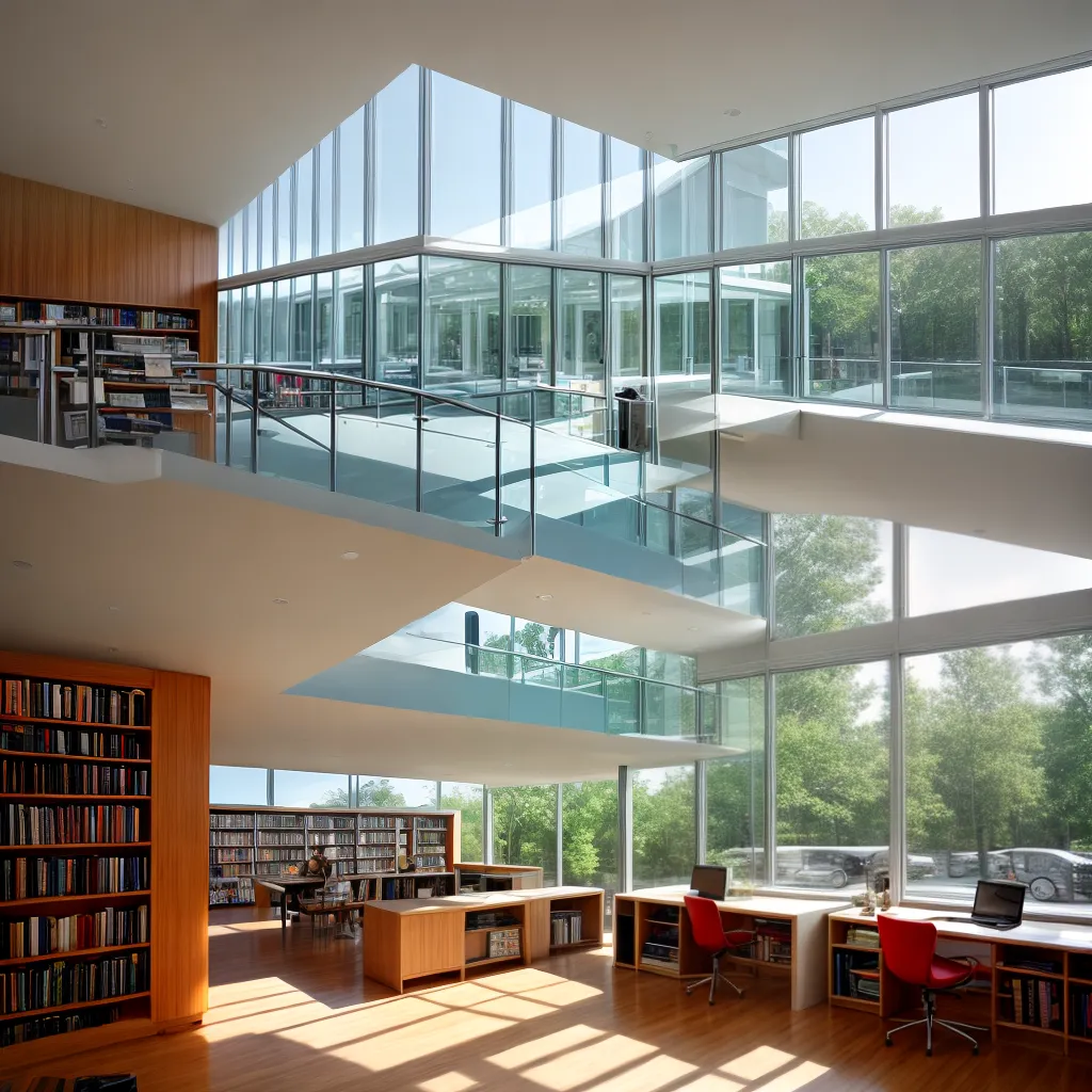 biblioteca moderna janelas livros estudo