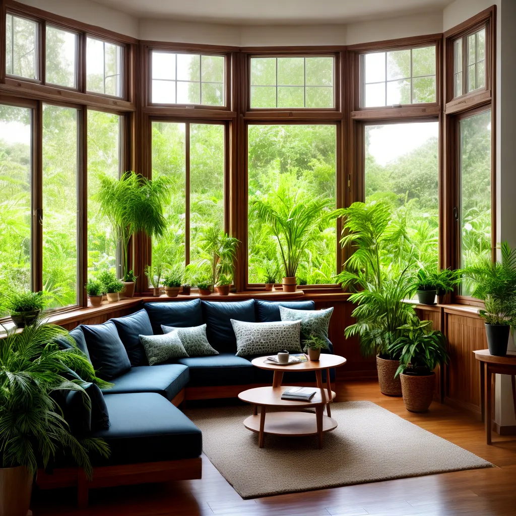 sala estar janela verde plantas