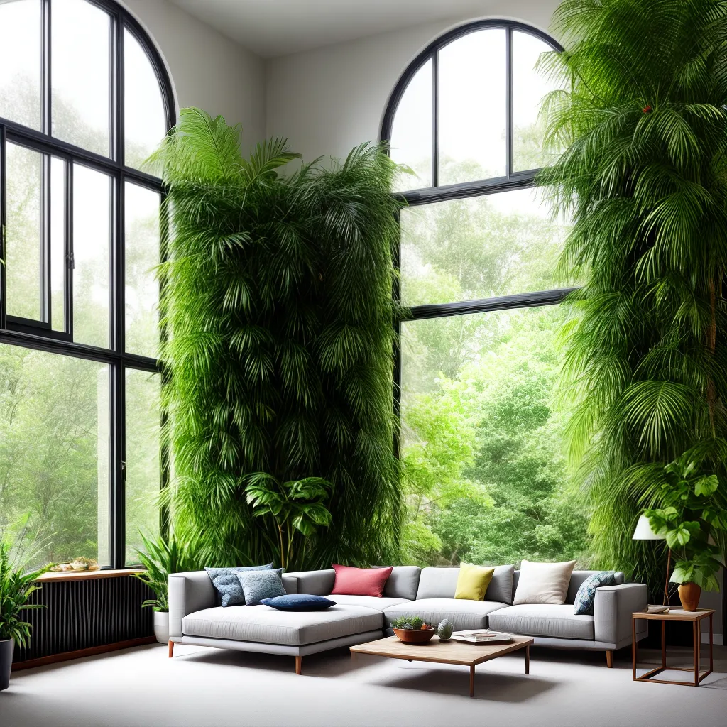 sala iluminada plantas verdes