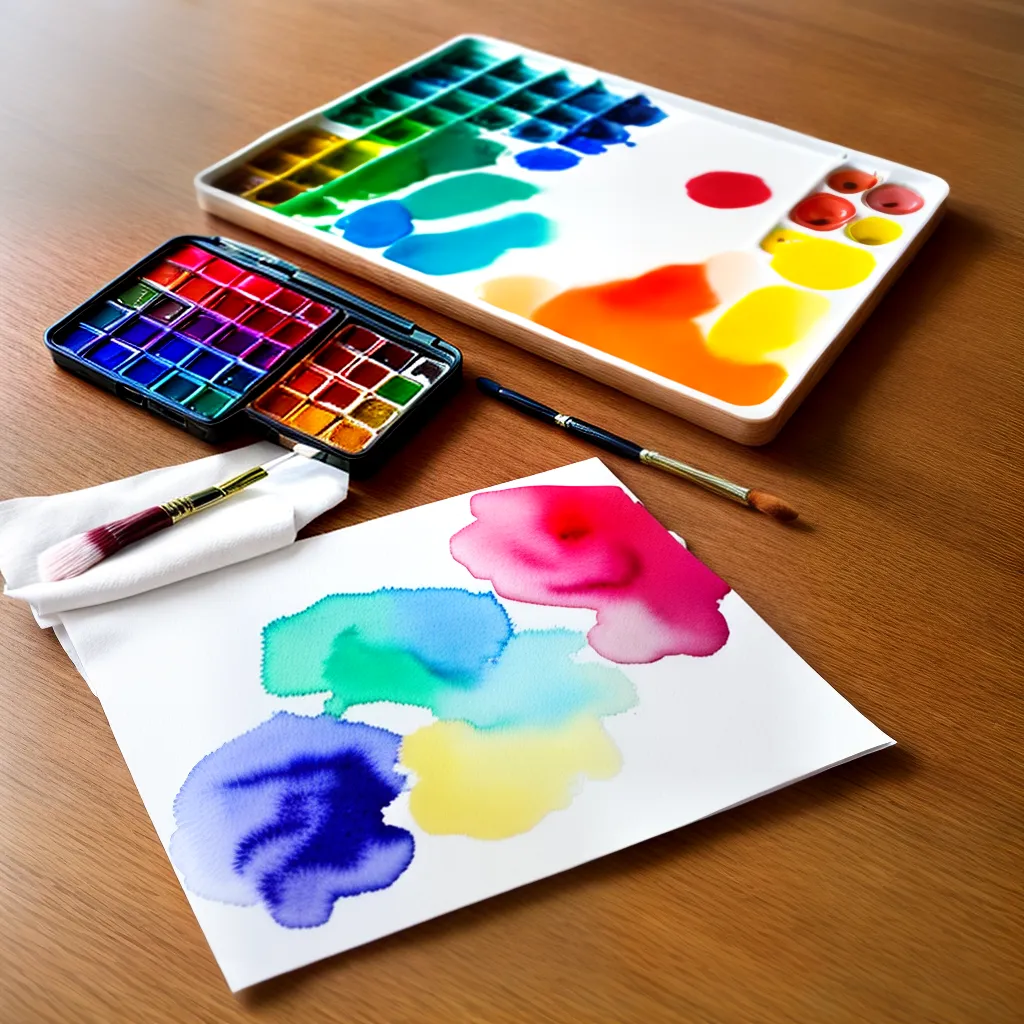 paleta aquarela pincel mesa iniciante