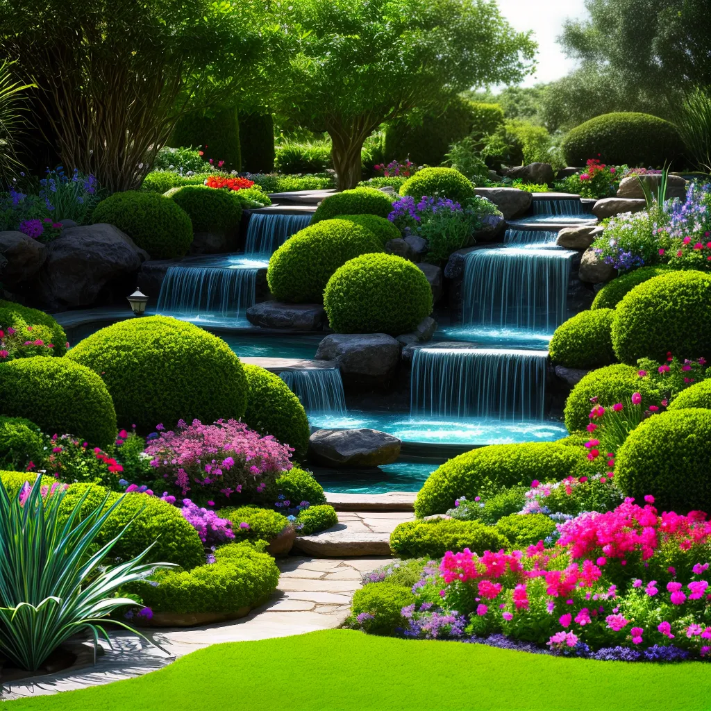 jardim colorido estatuas arquitetura oasis