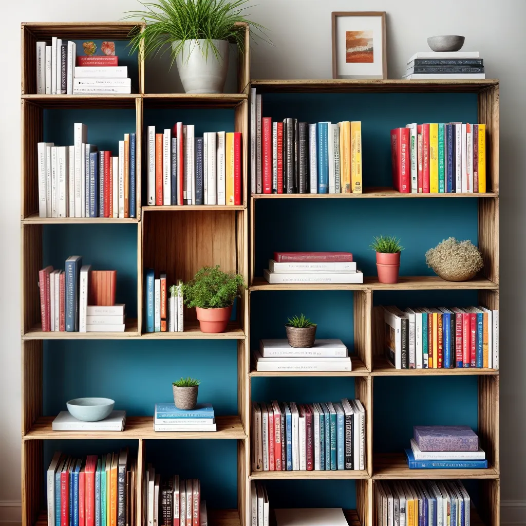 estante caixotes coloridos livros plantas estante caixotes coloridos livros plantas
