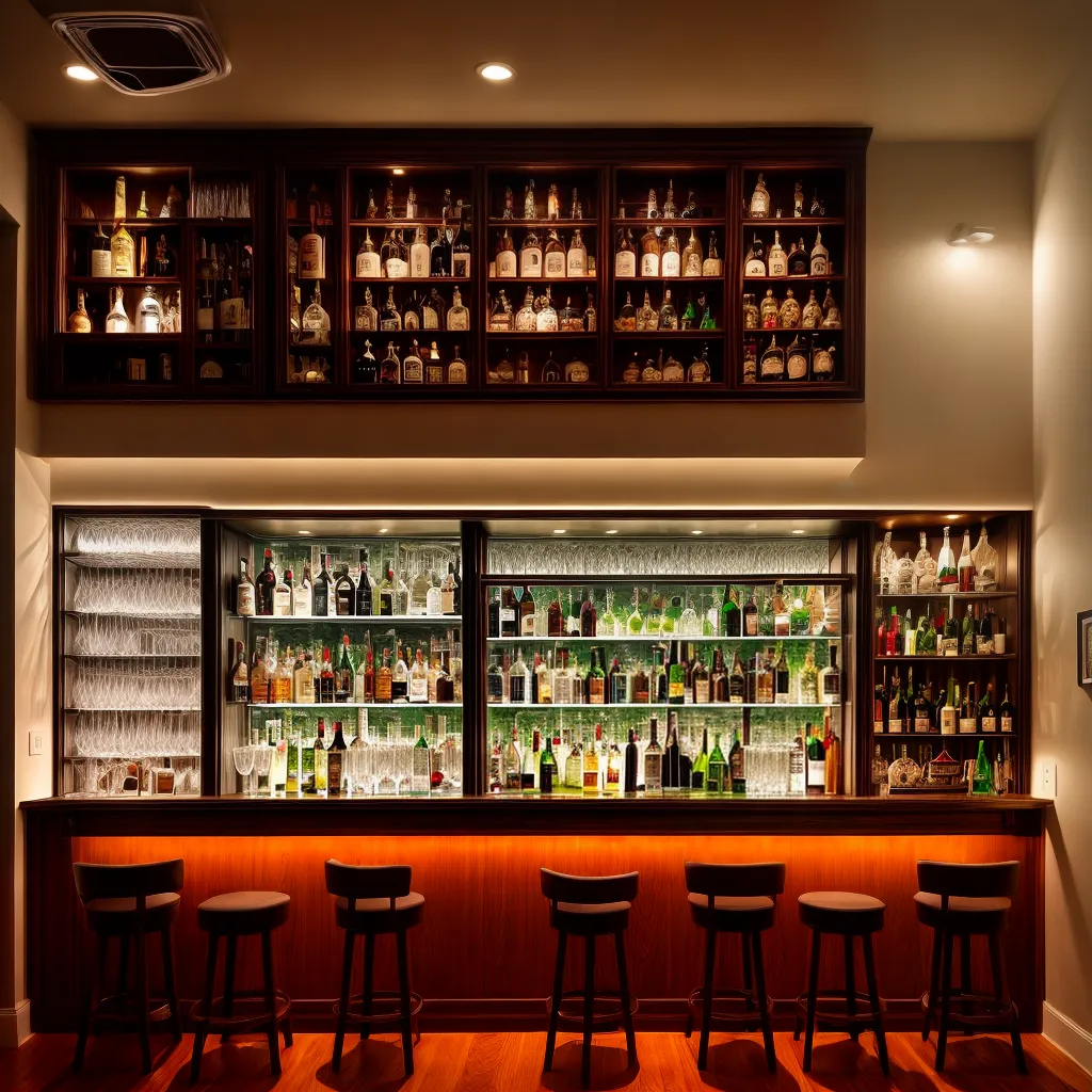 bar madeira organizado iluminacao ambiente