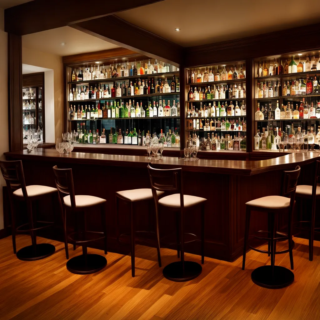 bar madeira luxo iluminado