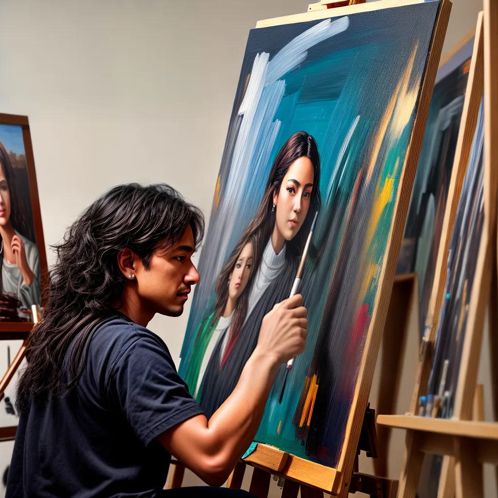 artista pintando retrato realismo artista pintando retrato realismo