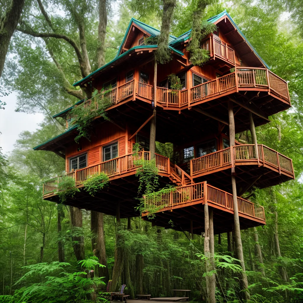 casa na arvore encantadora floresta