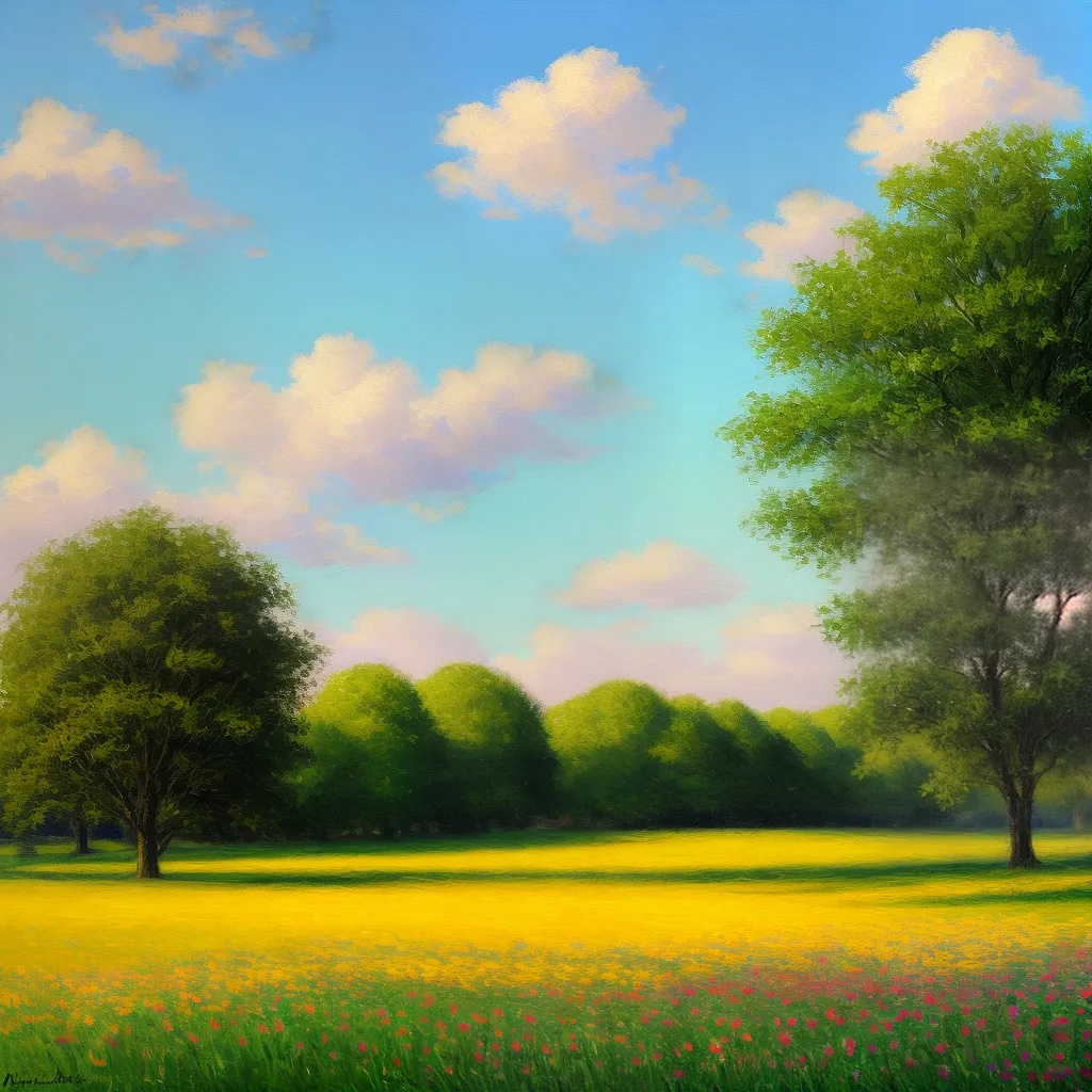 pintura campo sol flores impressionista pintura campo sol flores impressionista