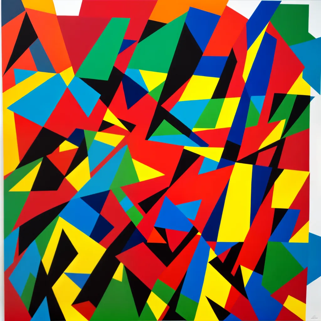 pintura cubista geometrica vibrante pintura cubista geometrica vibrante