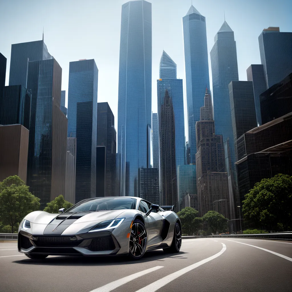 carro futurista velocidade cidade moderna