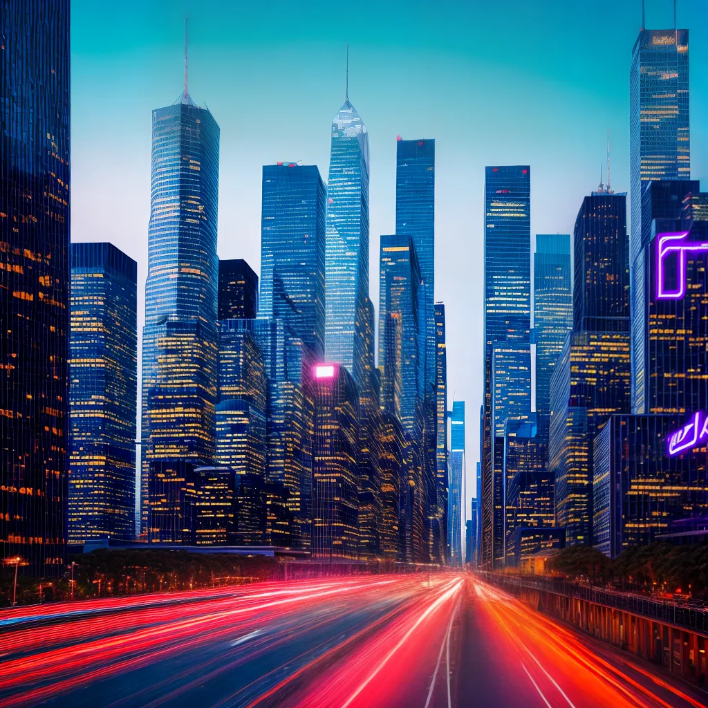 pintura futurista cidade neon velocidade