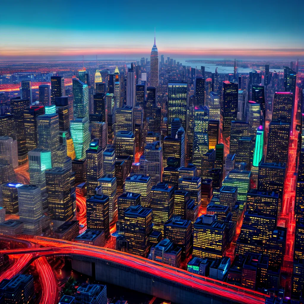 cidade futurista arranha ceus neon 3