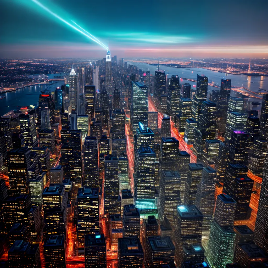 arte abstrata cidade futurista neon